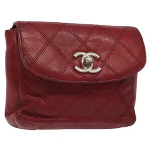Chanel Bicolore Waist Bag Lamb Skin Red Gold CC